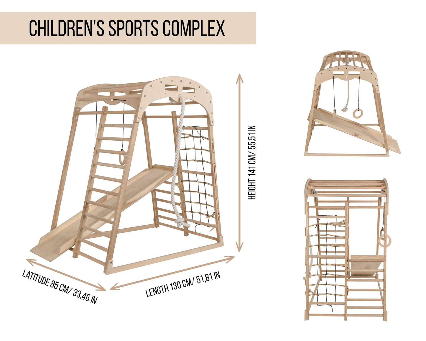 Wooden Children Climber Playset with Swing (Set 8 in 1)