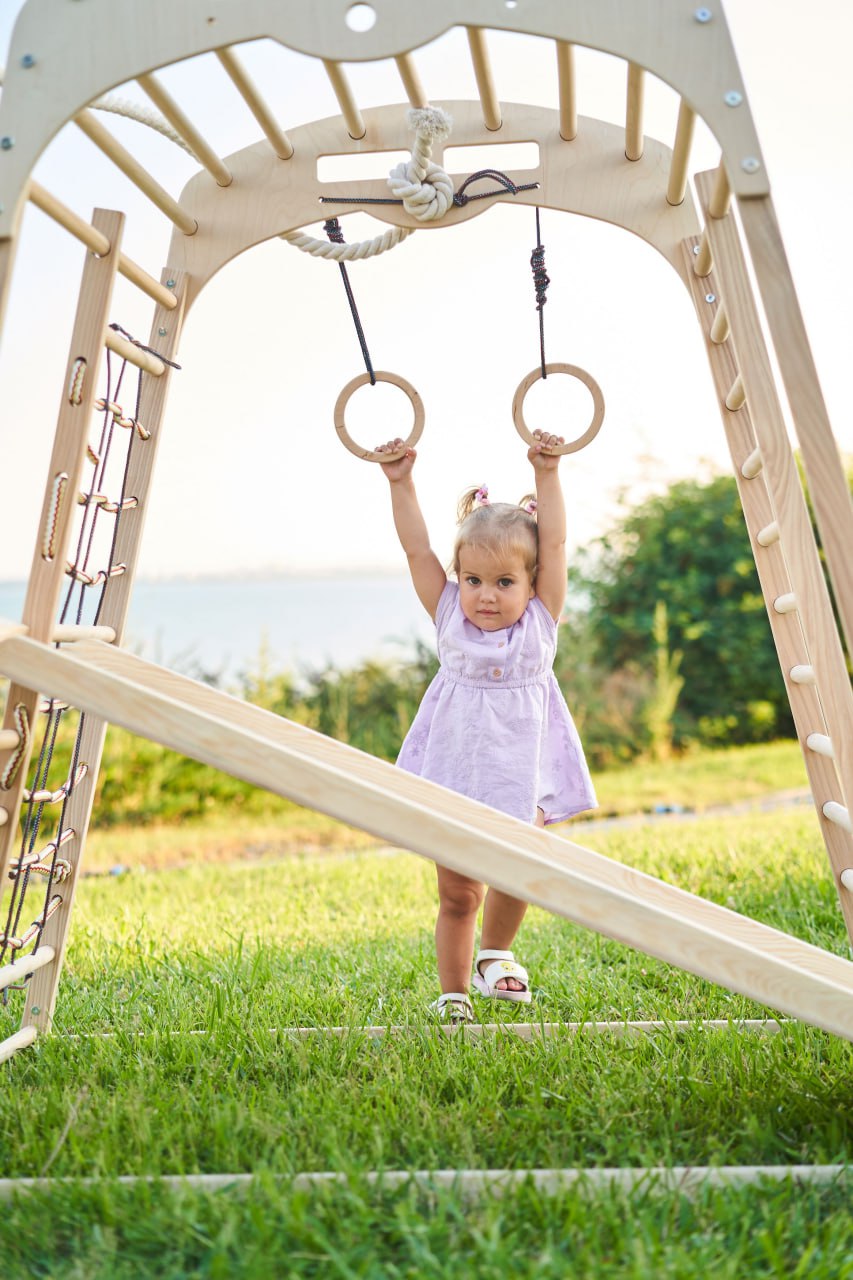 Wooden Children Climber Playset with Swing  (Set 8 in 1)