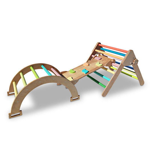 Montessori Play Gym for Kids Set (Arch+Ramp+Board)Pastel Mini