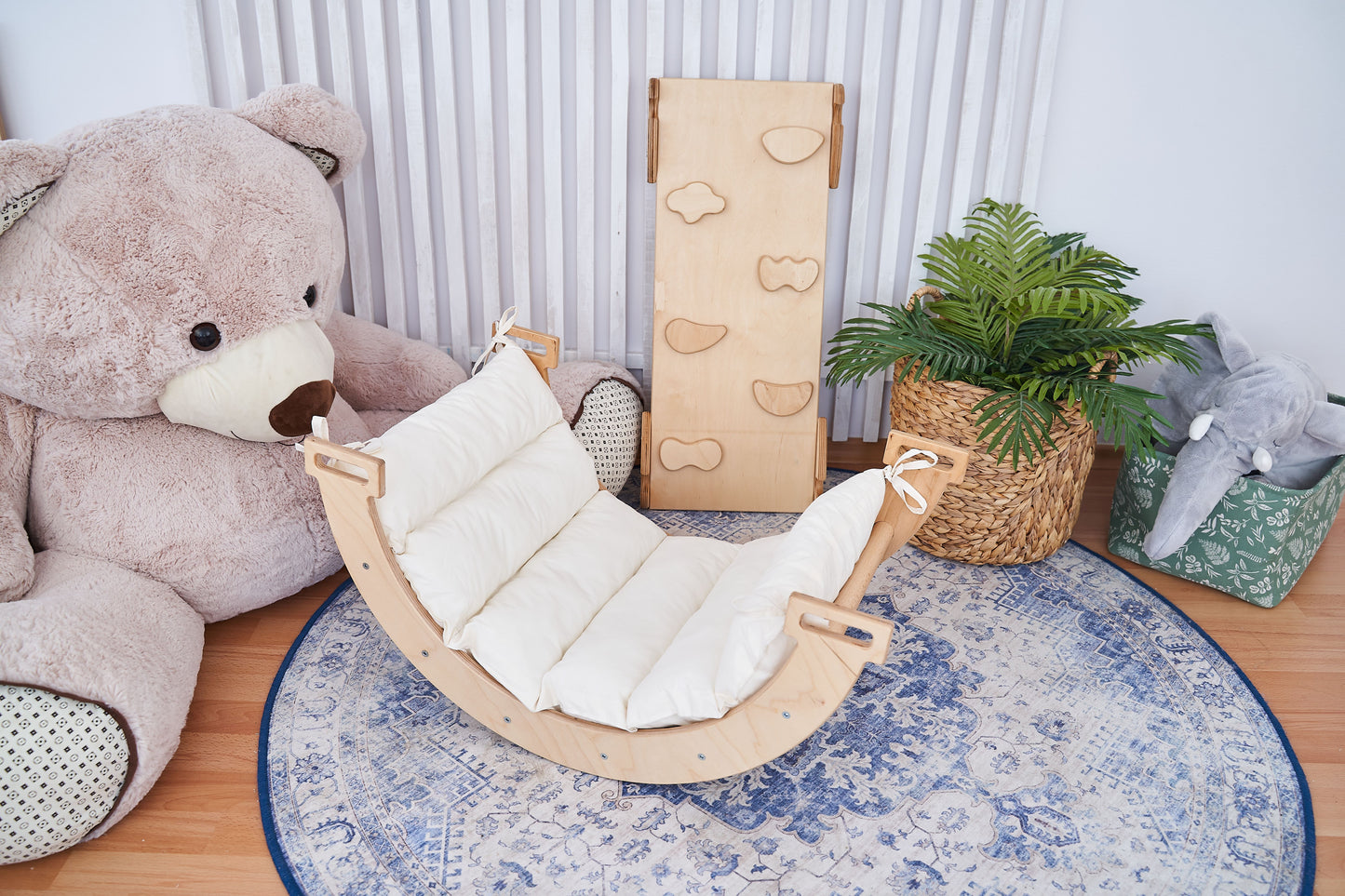 Montessori Climbing Board Arch Set (Arch+Ramp+Cushion) Wood